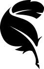 Logo von Belletristica: eine schwarze Schreibfeder